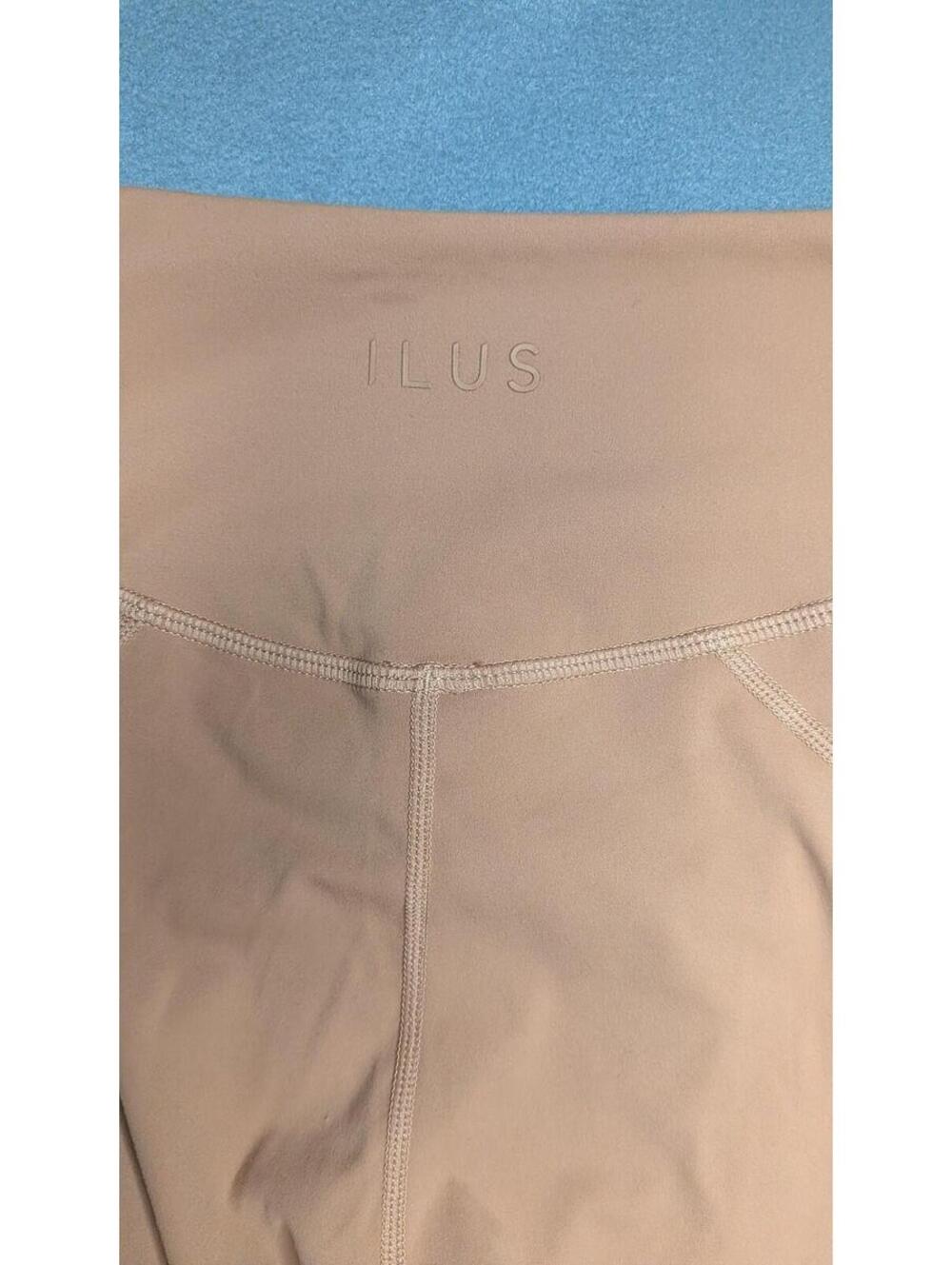 ILUS Leggings Womens L Beige High Waist Ankle Pockets Jersey Yoga Gym Stretch - Picture 7 of 9